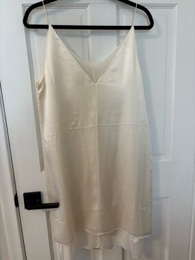Club Monaco Cream Satin V-Neck Slip Dress